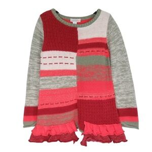 Naartije Kids Fall Knit Patchwork Tunic Sweater Little Girls Size 5